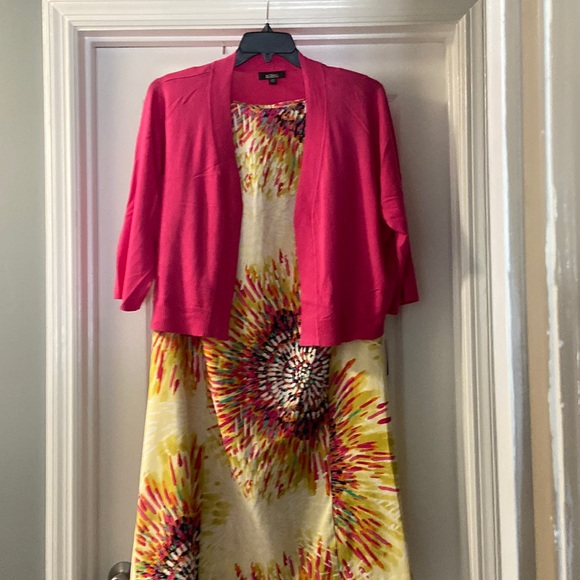 AGB Dress Women Dresses & Skirts - Knee length back zip dress with 3/4 length sleeve hot pink sweater. 22W NWT